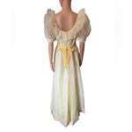 Vintage 70s Yellow Raised Dot Cottagecore Prairie Ruffle Formal Party Maxi Dress Size M Photo 5