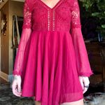 Lace Sheer Bohemian Open Back Mini Dress Photo 0