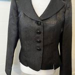 Le Suit Black Croc Embossed Blazer Fitted Jacket Business Preppy Academia Clean Photo 3