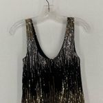 Glam Hearts V Neck Mini Pencil Sequence Dress Womens Medium Black Gold Photo 1