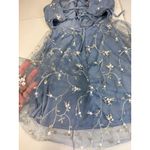 SheIn  Blue Floral Embroidered Tulle Dress Party Cocktail Mini Lace Up Back S Photo 6