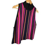 Bar III NWT Women’s Multicolor Striped Metallic Sleeves Top XL Photo 2