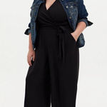 Torrid NWT  Black Textured Knit Surplice Culotte Jumpsuit Photo 0