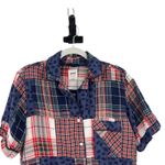 Aerie  Flannel Pajama Set Madras Plaid Check Leopard Blue Red Size Small / Medium Photo 2