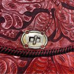 Red Leather Floral Tooled Shoulder Bag Purse Photo 6