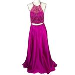 Mori Lee 2 Piece Fuchsia Embellished Prom Dress Formal Evening Gown Pink size 10 Photo 3