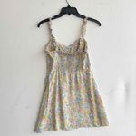 ZARA  Floral Ruffle Strap Sweetheart Neck mini Dress Small Colorful Photo 9