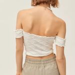 Urban Outfitters  UO Rave Smocked Off-The-Shoulder Top White Medium Boho Western Photo 2