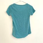 Lucky Brand Heathered Heather Aqua Blue Graphic Henley Short Sleeve T-Shirt Tee Photo 7