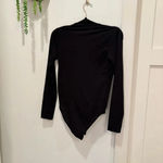 ZARA  Trafaluc Black Long sleeve Bodysuit Draped V-neck Snap Closure Size Small Photo 2