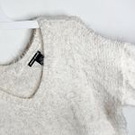 DKNY eyelash metallized v-neck plush sweater cream and gold size S Photo 3