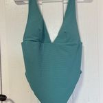 Eberjay NWT Eberjey Vivian textured pique deep V swimsuit ocean blue Large Photo 2