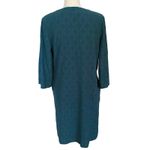 Chico's Size 1 M Eyelet Lace Wide Sleeve Shift Dress Dragonfly Blue Teal Pockets Photo 1