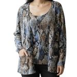 Gerard Darel Wool Cardigan Twinset Snakeskin Print Knit Blue Brown Size 2 Photo 0