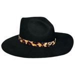 C.C. Exclusives Black Wool Fedora Leopard Band Mob Wife Halloween Gangster Hat Photo 0