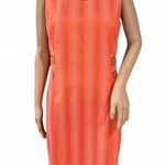 Etcetera  Coral Orange Stripe Sheath Dress with Gold Zip Trim Size 10 Photo 0