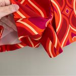 ZARA  Hot Pink Fuschia Orange Geometric Printed High Waisted Pleated Skort Size M Photo 2