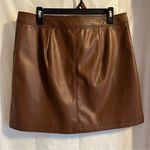 No Boundaries  Junior’s Large Faux‎ Brown Leather Front Zip Utility Mini Skirt Photo 1