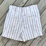Anthropologie Women's White Striped High Waisted Shorts Size 14 Photo 1