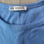 ZARA  Cotton Blue High Neck Ribbed Cropped Tank Top ~ size Medium Photo 1