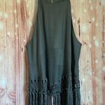 Mustard Seed Gray Woven Crochet Fringe Tank Top Aztec Festival Boho Sz Sm Photo 2