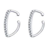 Sterling Silver 925 Sparkling Simple Ear Cuff Earrings Photo 0
