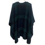 Woolrich  Blue Green Boucle Brooke Plaid Poncho Shawl One Size Photo 3