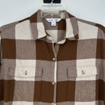 Old Navy  Flannel The Boyfriend Shirt Brown Cream Neutral Oversized Size M Photo 1