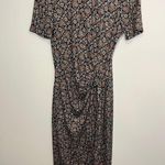 Boden Knot Front Short Sleeve Jersey Midi Dress Black Block Paisley Print Sz 4 Photo 7