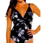 MiracleSuit  it’s a wrap thick strap wired cups size 14 black floral slimming Photo 12
