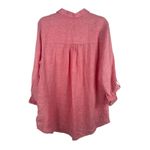 Sigrid Olsen  1X 100% Linen QTR Button Tunic Top Pink Roll Tab Sleeve Relaxed Photo 5
