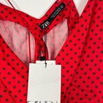 ZARA Red Satin Polka Dot Open Back Mini Dress NWT Size Small Photo 4