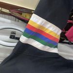 Polo Ralph Lauren Rainbow Stripe Sleeve Logo Hoodie Small RARE Black Photo 6