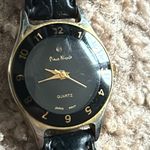Pierre Nicol‎ women’s vintage genuine leather black/gold adjustable watch Black Photo 2