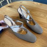 Ralph Lauren  Womens 8.5 Taupe Metallic Slingback Block Heel Vintage Photo 1