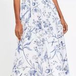 Loft Bird Toile Strappy Midi Pocket Dress NEW Size 8P Blue White Floral Cotton Photo 1