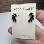 Francesca's Francesca’s Black Cubic Zirconia Rhinestone Stud Gold Tone Pierced Earrings NWT Photo 1