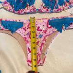 Women large Colorful Fringe triangle Bikini top side ties bottom hearts stitch Pink Photo 7