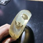 Vintage 3.5” Lucite Sea Life Shells, Fish And Starfish Goldtone Bangle Photo 2