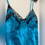 Victoria's Secret Vintage 80's TEAL Blue SATIN and Black Lace Bodysuit Slip XS Photo 3