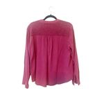 Anthropologie  Cloth & Stone Smocked Raspberry Button Down‎ Top Petite Large Photo 2