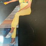 Vintage Italian 80s High Waisted Straight Leg Ankle Pants with Big Buckle Belt Yellow Size 4 Photo 3