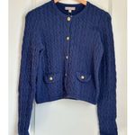 J.Crew  Odette Cable Knit Sweater Lady Jacket In Mediterranean Navy, Size X-Small Photo 1
