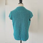 Jones New York  Teal Cardigan Short Sleeve Sweater Vest Knit Size M Photo 2