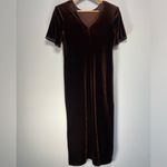Vintage Brown Velvet Dress Midi Bodycon Fall Witchy Gothic Whimsy 90s Gala Y2K 8 Photo 5