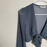 Glassons Cropped Chiffon Top Blue Gray Sheer 8 Photo 4