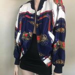 Vintage 80s 90s Scarf Bomber Jacket Blue Photo 3