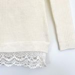 Hippie Rose  Off White Cream Ribbed Knit Lace Trim Sweater S Photo 3