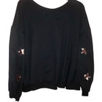Cato Balloon Star Print Sleeve Knot Twist Back Sweatshirt Black Large Photo 0