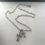 CZ Cross Pendant Necklace for Men Women Streetwear Punk Hip Hop Unisex Style Silver Photo 4